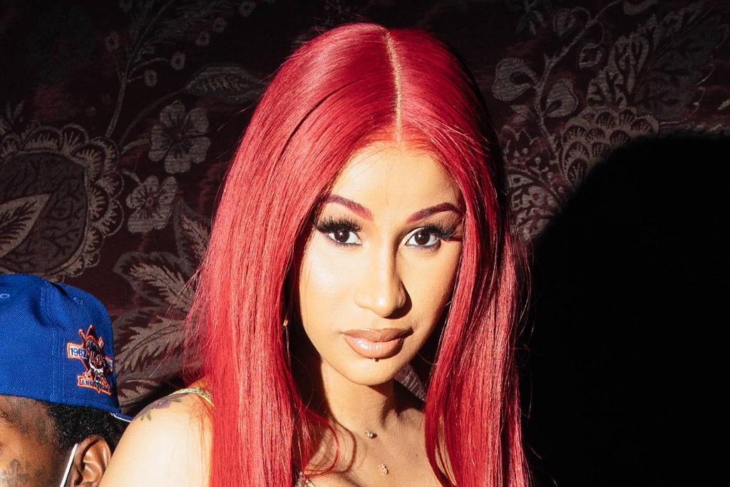 Cardi B wears red bandana wig